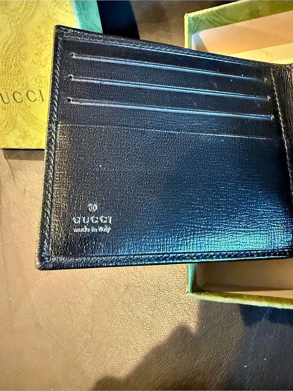 New Gucci Interlocking G Black Leather Bifold Wallet